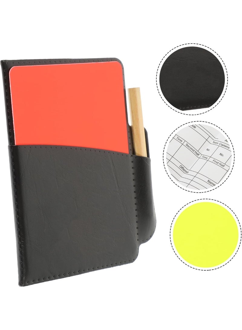 مجموعة بطاقات حكم كرة القدم مع ورق تدوين وقلم – بطاقات حمراء وصفراء للمدربين والحكام – إكسسوارات تحكيم للمباريات والتدريب - Image 2