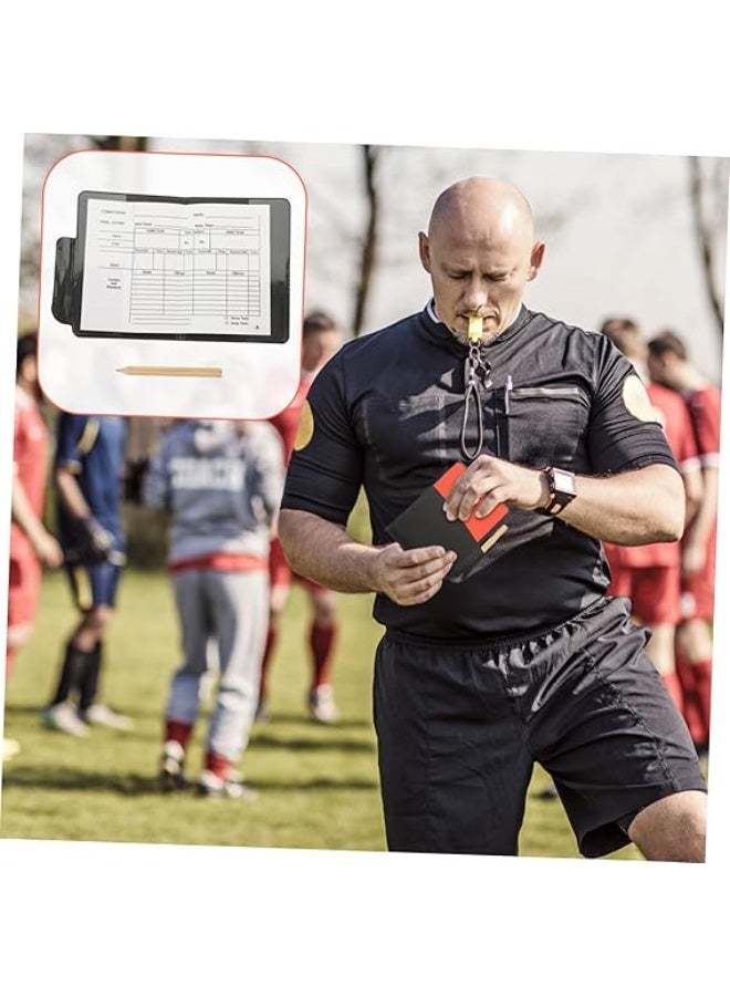 مجموعة بطاقات حكم كرة القدم مع ورق تدوين وقلم – بطاقات حمراء وصفراء للمدربين والحكام – إكسسوارات تحكيم للمباريات والتدريب - Image 4