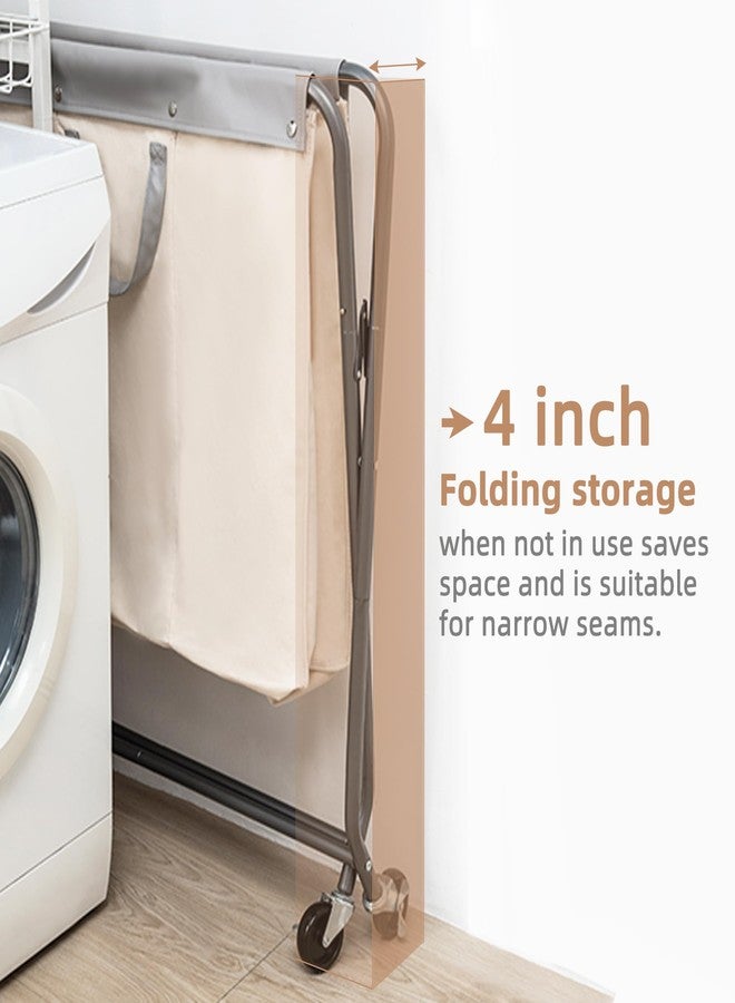 STORAGE MANIAC Laundry Hamper with Wheels, Rolling Laundry Basket, Heavy Duty Laundry Sorter with Removable and Washable Bag, Folding X Frame Laundry Organizer Cart for Easy to Store, 3 Section - Image 4
