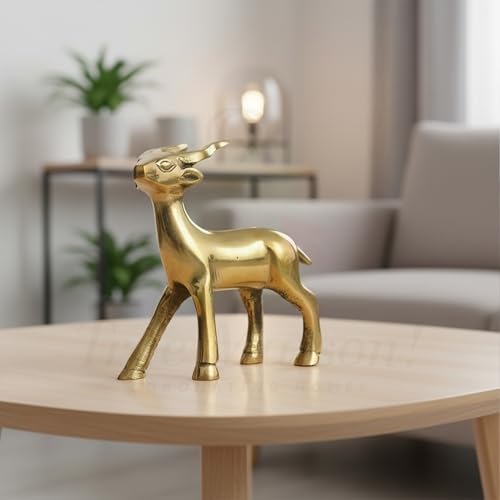 TREE MAISON CORONATING HOMES Brass Small Deer Statue | Weight - 262 Gram Approx |Size - 3.5 Inch Approx Vastu Brass Showpeice | Home & Office Decor | Feng Shui Remedies | Pital Hiran |Pack of 1 - Image 4