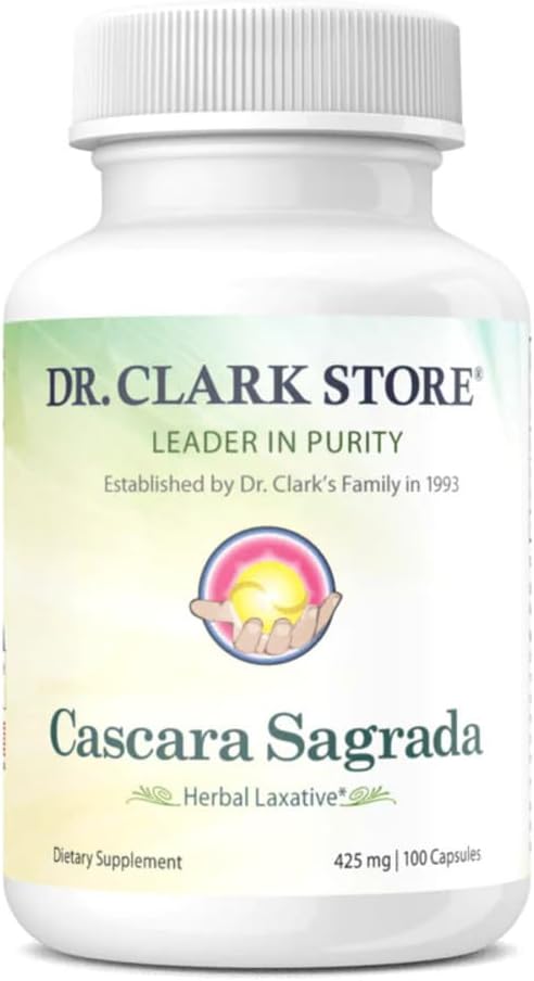 Dr Clark Store Dr. Clark Cascara Sagrada Herbal Laxative, 425mg, 100 Gelatin Capsules