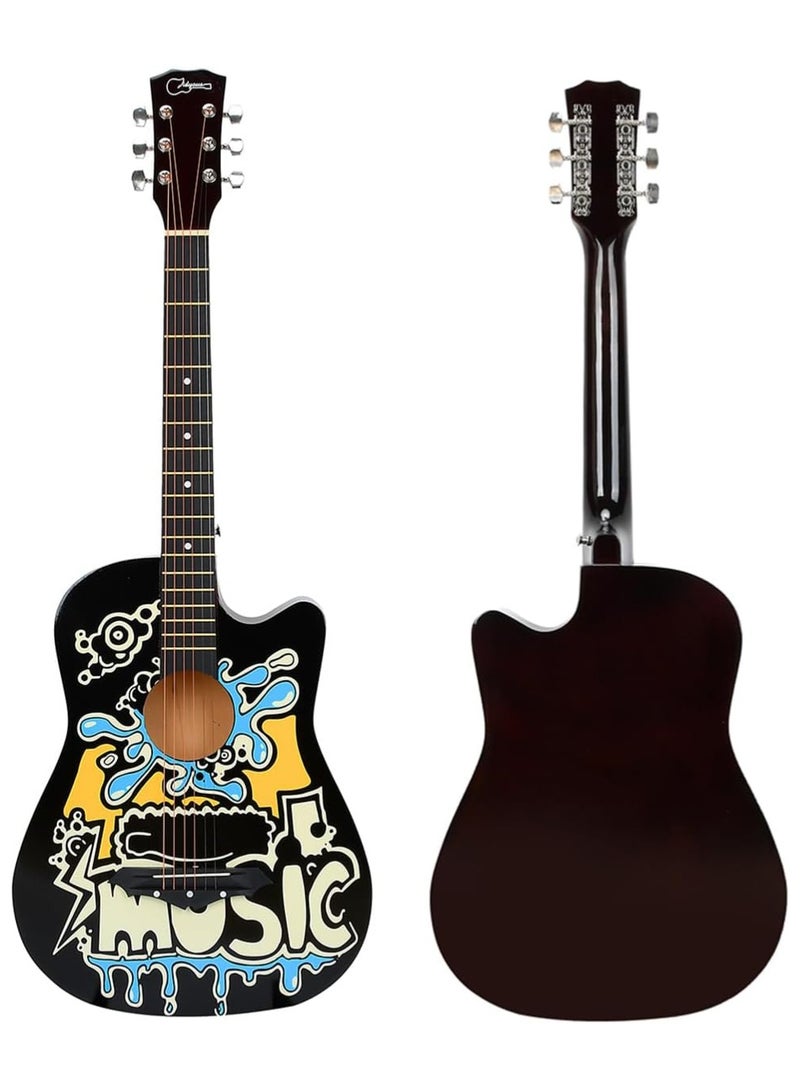 AGD Beginner Guitar Kit, 38 Inch Wooden Guitar with Accessories: Free Bag, Strap, Capo, Extra String Set, Picks - Image 1