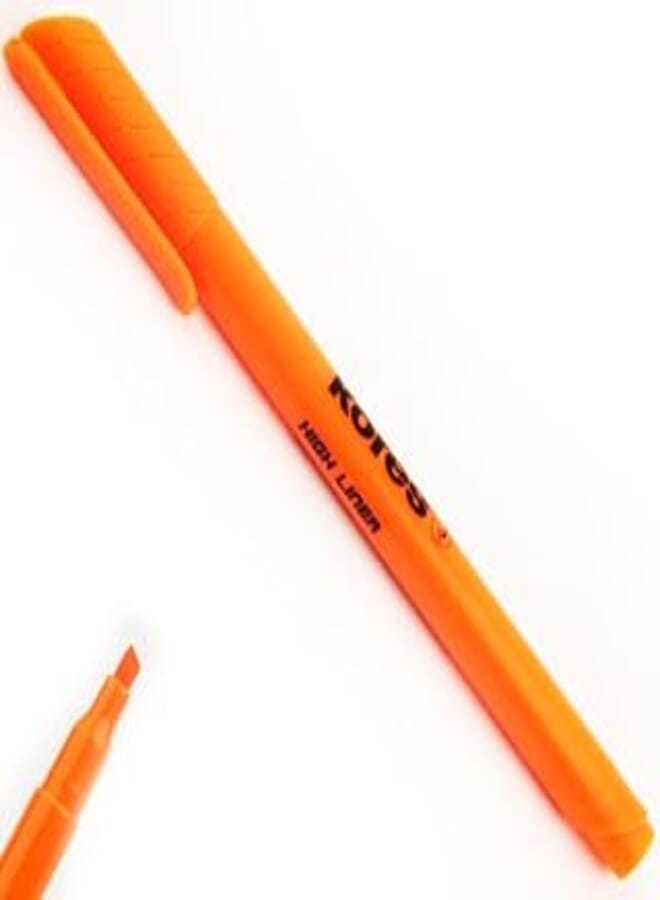 Kores High Liner Highlighter Pens, Bevelled Tip, Set of 12, Orange