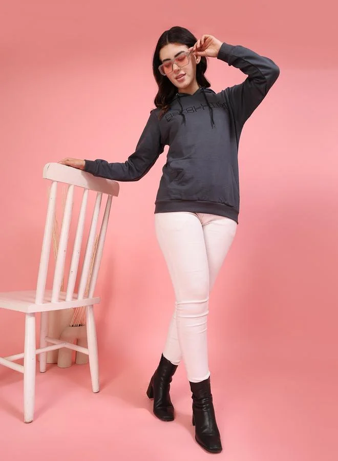 تايك تو هودي نسائي فليس مطبوع رمادي