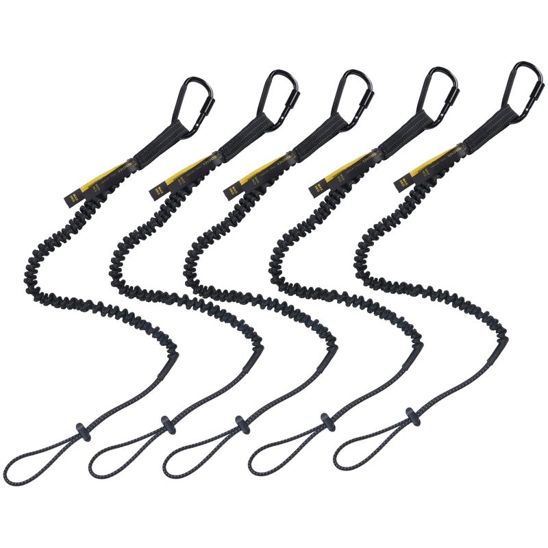 TT TRSMIMA TRSMIMA Safety Tether Tool Lanyard - 5 Pack Stretch Strap Safety Fall Protection Tools Leash with Screw Lock Carabiner Clip - Image 1
