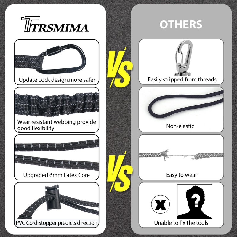 TT TRSMIMA TRSMIMA Safety Tether Tool Lanyard - 5 Pack Stretch Strap Safety Fall Protection Tools Leash with Screw Lock Carabiner Clip - Image 4