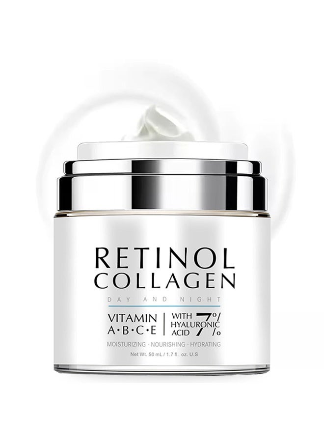 Retinol Collagen Cream for Face, Face Collagen Cream for Tightening Skin, Anti Aging Facial Moisturizer Day and Night for Women and Men，50ml - Image 1