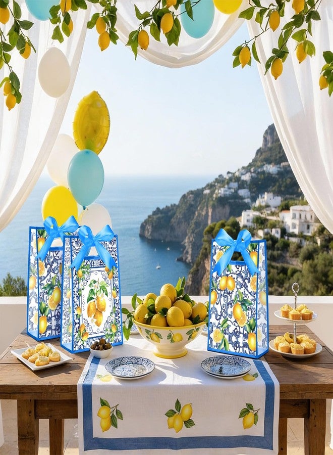 Geyoga 24 Pcs Clear Goodie Bags with Handles Ribbon 7x10x3.15 in Transparent Reusable PVC Gift Treat Bag with Ribbon for Women Wedding Birthday Baby Shower Bridal Shower(Capri Lemon) - Image 5