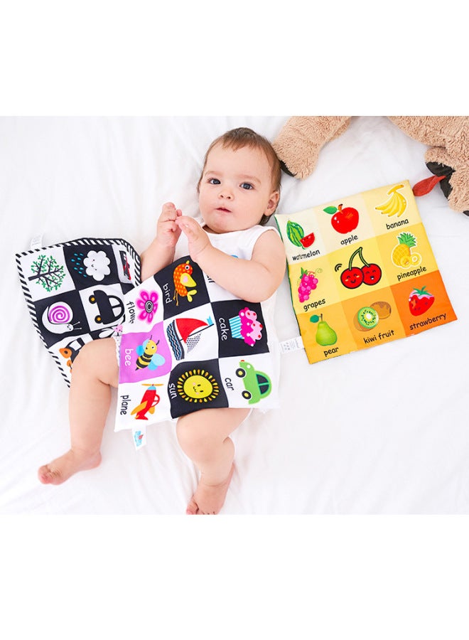Baby Jiugongge Newspaper Cloth Book Early Education Ring Paper Can't Tear Cloth Book 0-3 Years Old BB Toy Ring Paper Cloth Book-Color:Color Vision: Vegetables + Toys  - Image 5