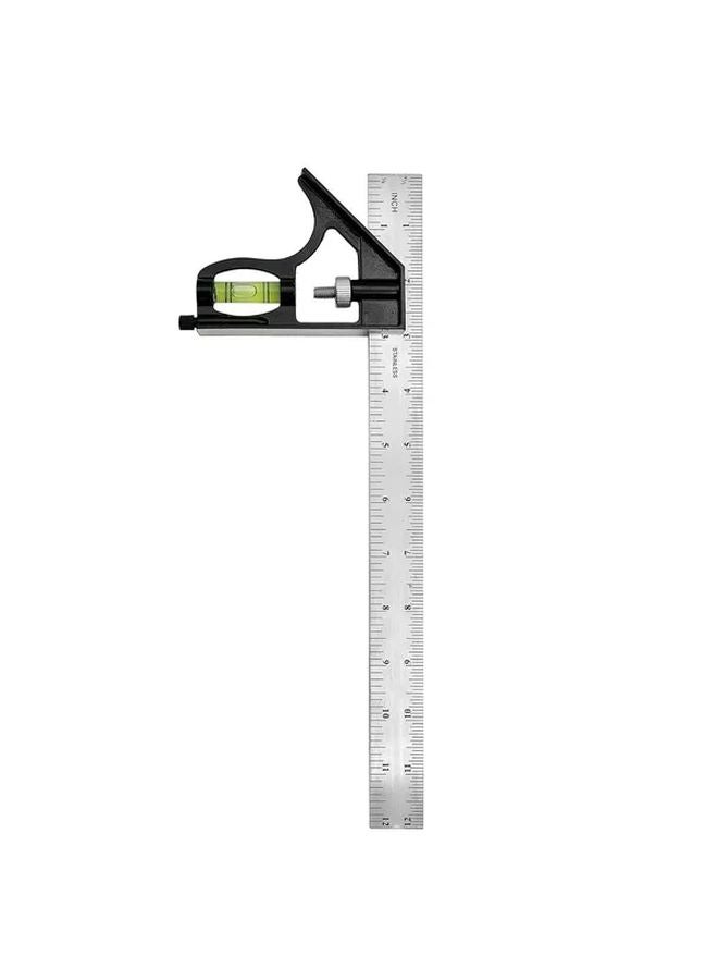 Silvery 12 Inch Combination Square Set 45 90 Degree Metal Ruler Carpentry Woodworking Measuring Tool - Image 2