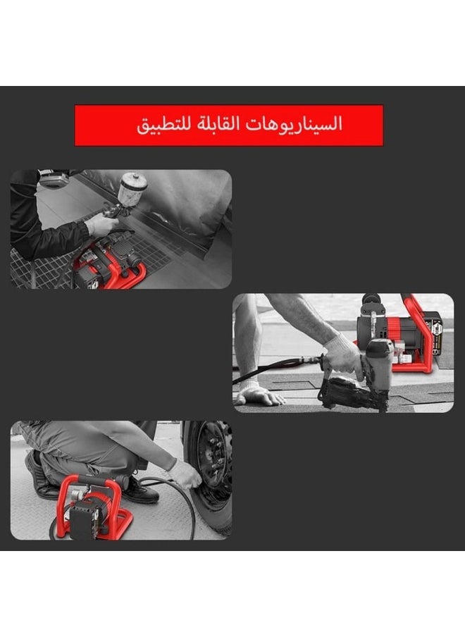 GearZone Brushless Portable Lithium Battery Air Compressor, Mini High Pressure Air Pump, Small Oil-free Car Tire Pump-Red  - Image 2