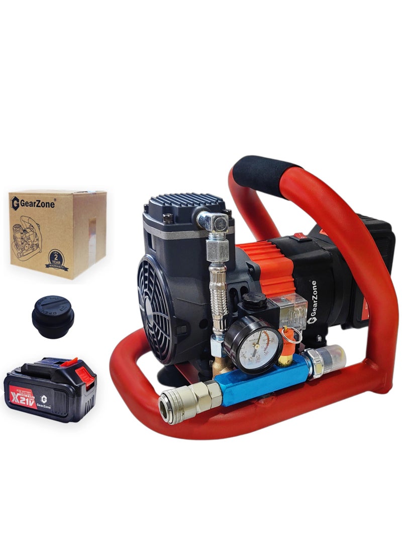 GearZone Brushless Portable Lithium Battery Air Compressor, Mini High Pressure Air Pump, Small Oil-free Car Tire Pump-Red  - Image 1