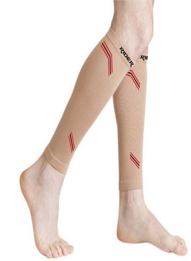Quada Calf Compression Sleeves calf support for pain relief leg supporter for gym (Beige, M) - Image 1