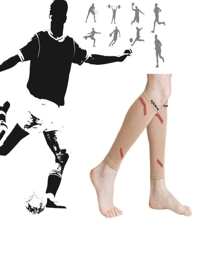 Quada Calf Compression Sleeves calf support for pain relief leg supporter for gym (Beige, M) - Image 4