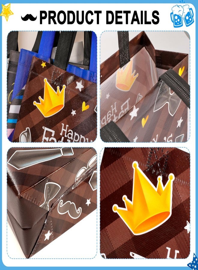 HOWAF 12pcs Father’s Day Gift Bags, Fathers Day Non Woven Bags for Dad’s Day Party Supplies Decorations, Love You Daddy Candy Treat Bag Papa Goodie Bag for Dad Day Gift Wrapping Blue Black - Image 3