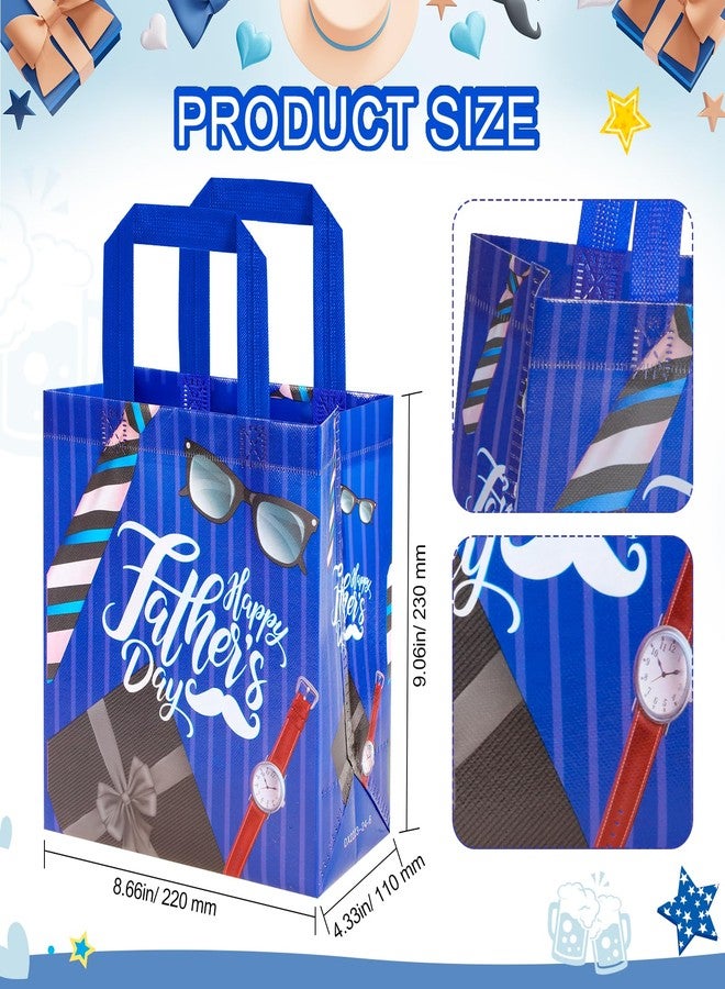 HOWAF 12pcs Father’s Day Gift Bags, Fathers Day Non Woven Bags for Dad’s Day Party Supplies Decorations, Love You Daddy Candy Treat Bag Papa Goodie Bag for Dad Day Gift Wrapping Blue Black - Image 2