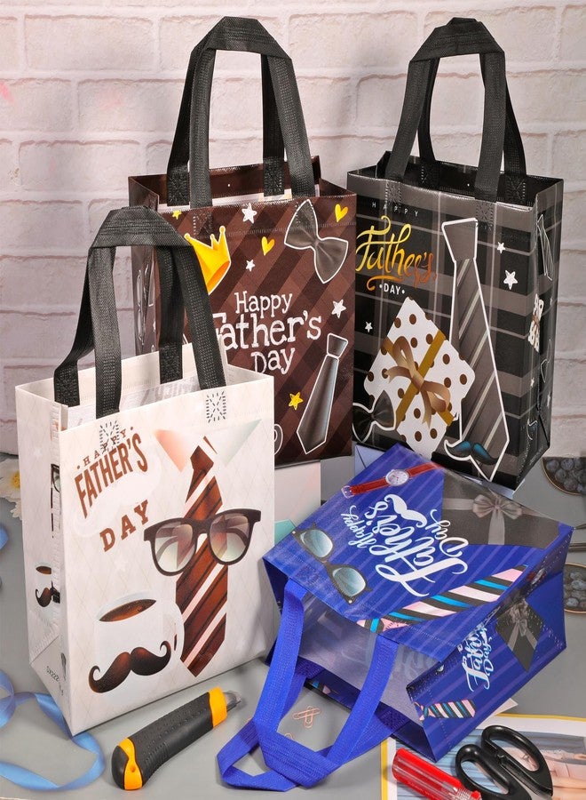 HOWAF 12pcs Father’s Day Gift Bags, Fathers Day Non Woven Bags for Dad’s Day Party Supplies Decorations, Love You Daddy Candy Treat Bag Papa Goodie Bag for Dad Day Gift Wrapping Blue Black - Image 4