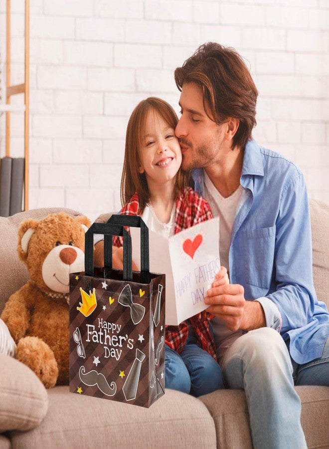 HOWAF 12pcs Father’s Day Gift Bags, Fathers Day Non Woven Bags for Dad’s Day Party Supplies Decorations, Love You Daddy Candy Treat Bag Papa Goodie Bag for Dad Day Gift Wrapping Blue Black - Image 5