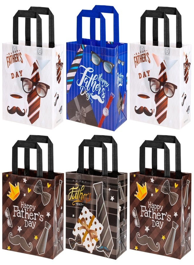 HOWAF 12pcs Father’s Day Gift Bags, Fathers Day Non Woven Bags for Dad’s Day Party Supplies Decorations, Love You Daddy Candy Treat Bag Papa Goodie Bag for Dad Day Gift Wrapping Blue Black - Image 1