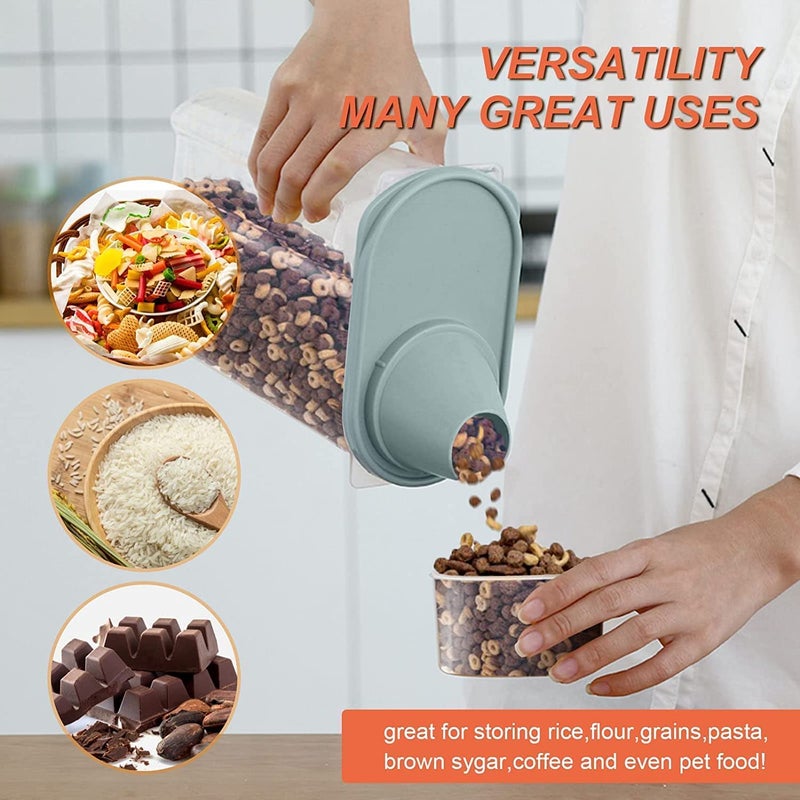 Premify 4Pcs Cereal Containers Set 2 5L 2KG Capacity Airtight Food Storage Container BPA Free Plastic Rice Storage Bin Dispenser Measuring Cup and Pour Spout - Image 3