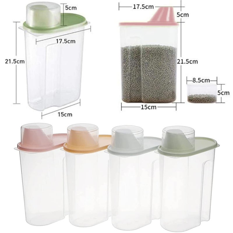 Premify 4Pcs Cereal Containers Set 2 5L 2KG Capacity Airtight Food Storage Container BPA Free Plastic Rice Storage Bin Dispenser Measuring Cup and Pour Spout - Image 2