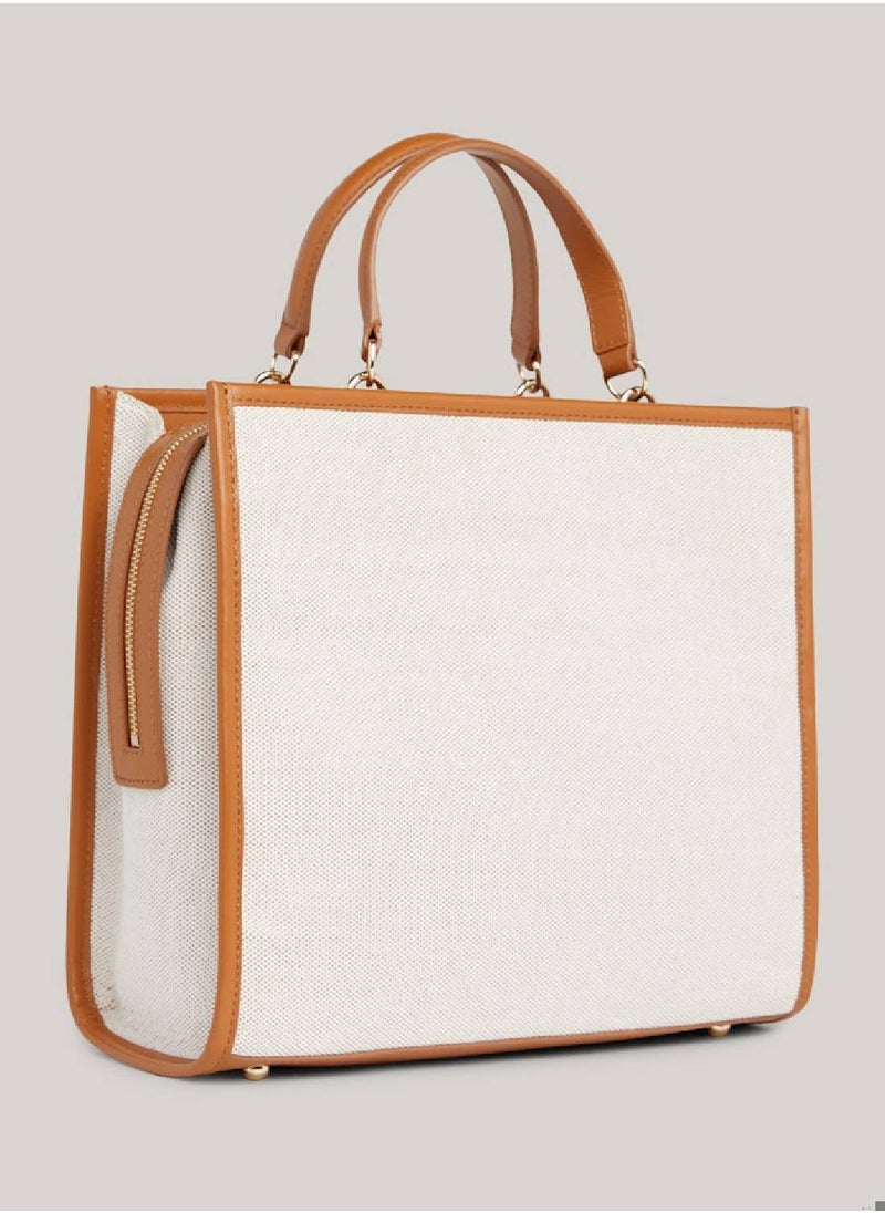 TOMMY HILFIGER Canvas Leather Trim Medium Satchel  - Image 2