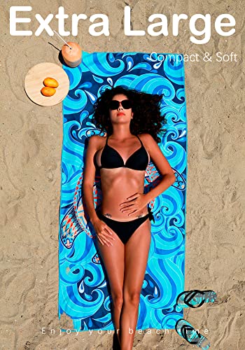 Widdonen Microfiber Thin Lightweight Beach Towel Sand Free Quick Dry Absorbent Compact Towels for Swimming Pool Camping Beach Accessories Large Easy Pack Travel Things for Vacation Essentials Adult Gift - Image 3