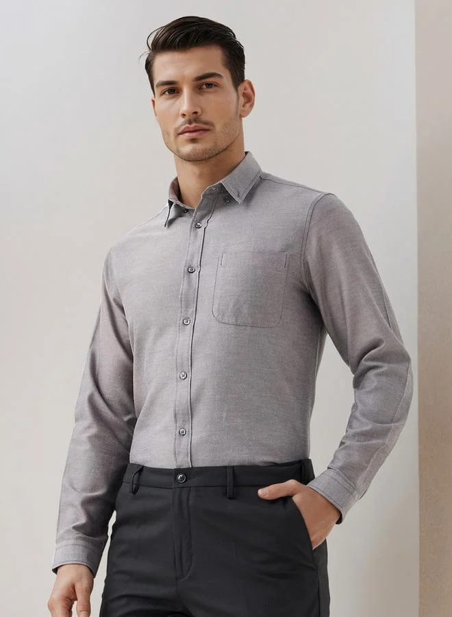 Splash FAV Men Regular Fit Button-Down Collar Long Sleeves Oxford Shirt with Pocket