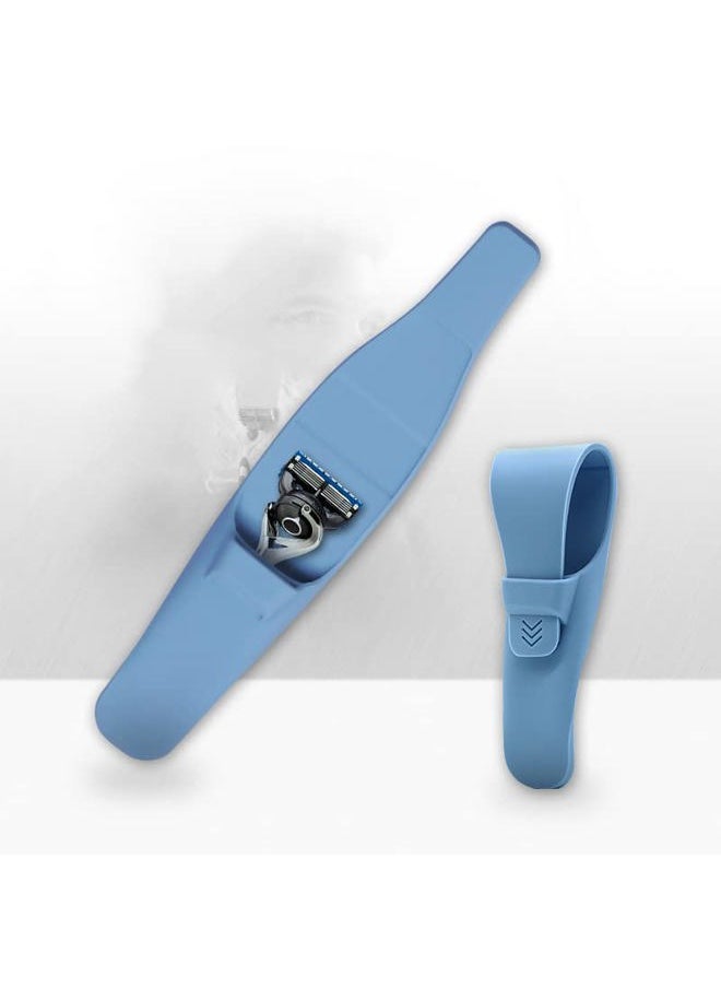Asutra - 2Pack Silicone Razor Case, Rubber Safety Travel Shaver Cover Bag Protector, Portable Waterproof Razor Carrying Case (Blue+Grey) - Image 1
