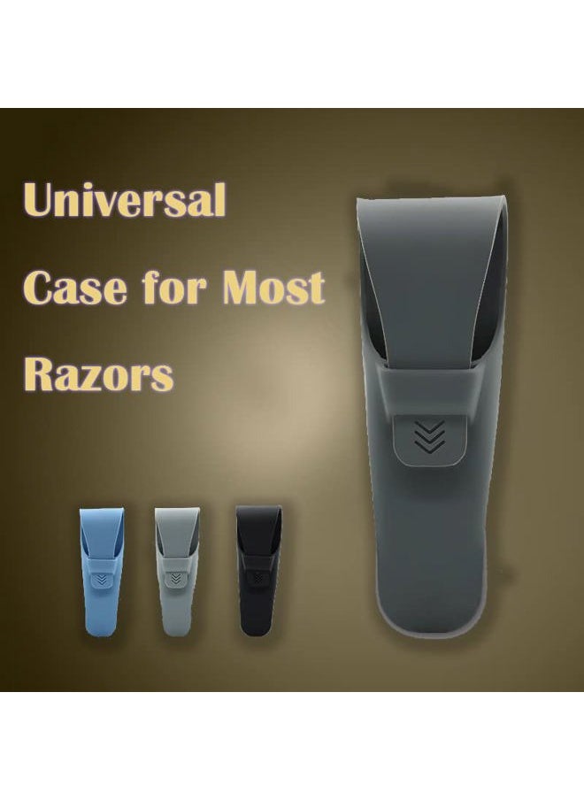 Asutra - 2Pack Silicone Razor Case, Rubber Safety Travel Shaver Cover Bag Protector, Portable Waterproof Razor Carrying Case (Blue+Grey) - Image 1