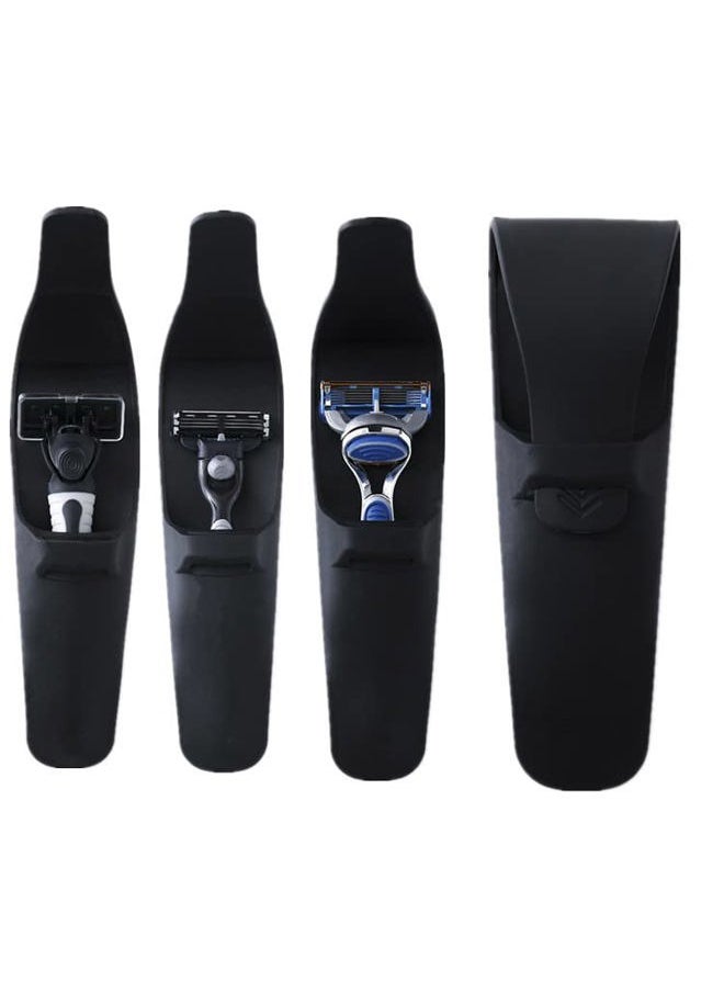 Asutra - 2Pack Silicone Razor Case, Rubber Safety Travel Shaver Cover Bag Protector, Portable Waterproof Razor Carrying Case (Blue+Grey) - Image 1