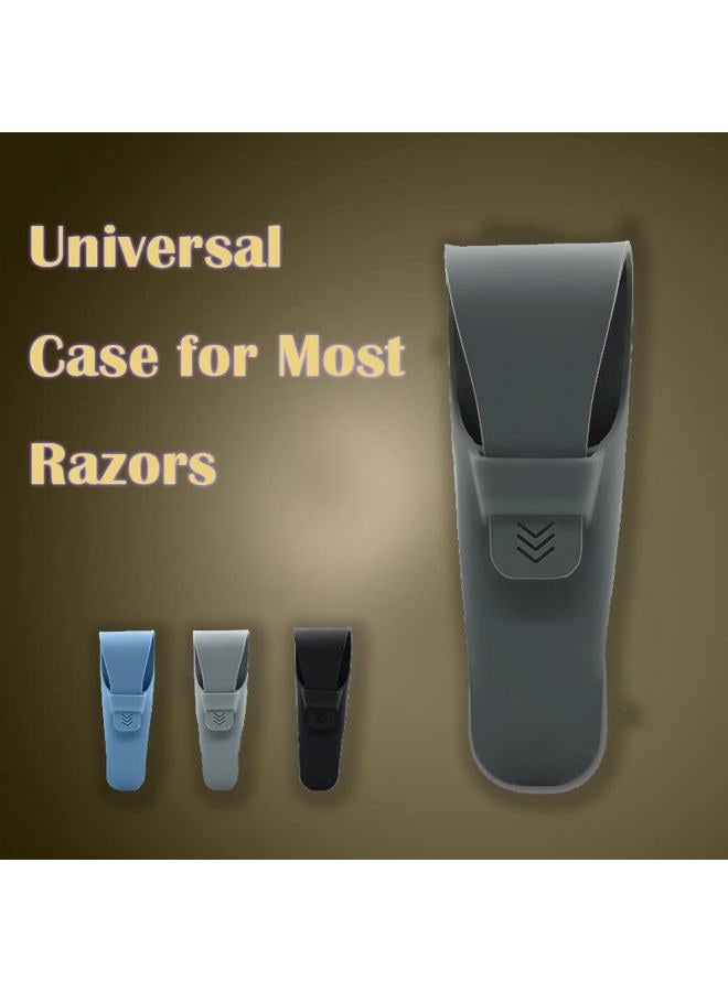 JCSMARTEC 2-Pcs Silicone Razor Case, JCSMARTEC Rubber Safety Travel Shaver Cover Bag Protector, Portable Waterproof Razor Carrying Case (Blue+Grey) - Image 2