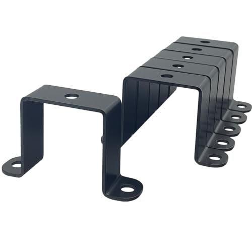 Jouray 6 PCS 2x2 Square Pipe Tube Strap Clamps2 inch metal u shaped bracket steel u clamp bracket for mountingPowder Coated Black - Image 1