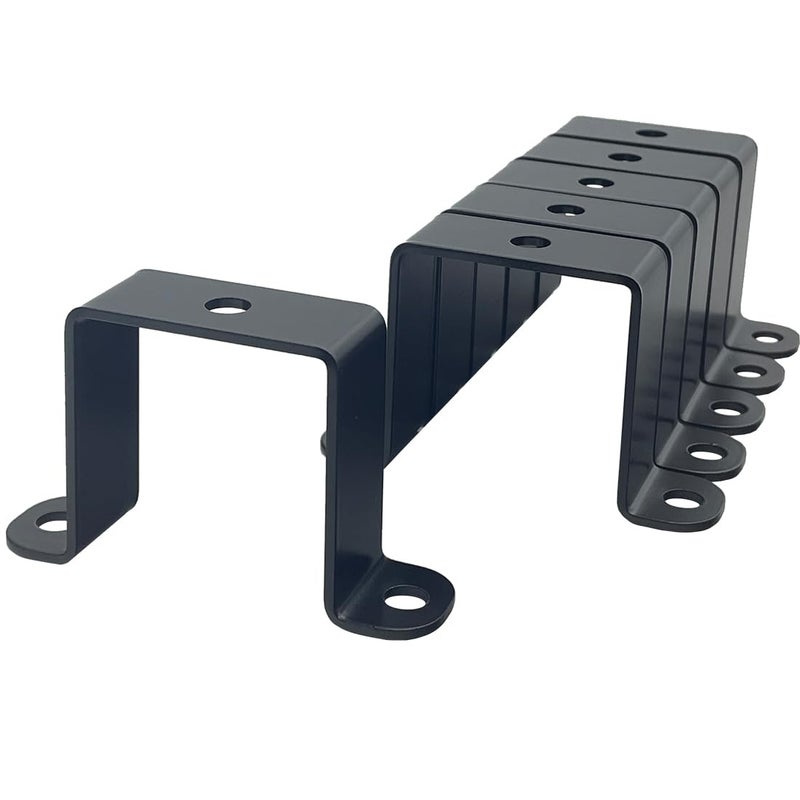 Jouray 6 PCS 2x2 Square Pipe Tube Strap Clamps2 inch metal u shaped bracket steel u clamp bracket for mountingPowder Coated Black - Image 2