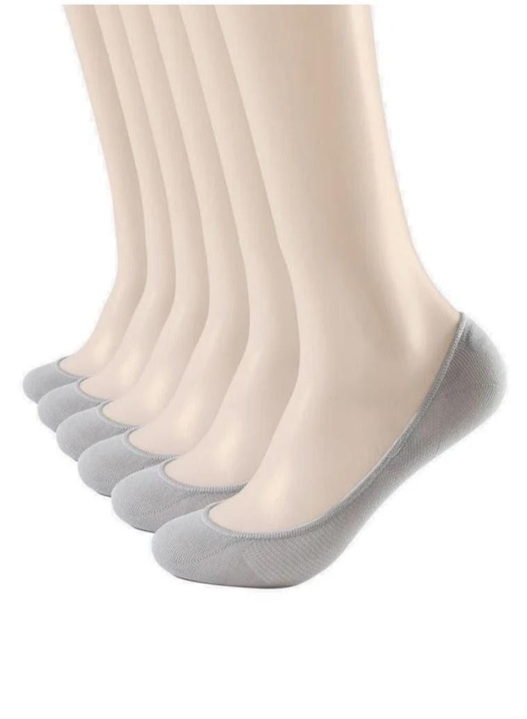 6 Pair Of Solid No Show Socks Grey