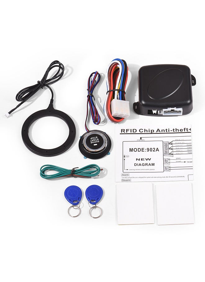 Generic - Car Alarm System One Click Start System Push to Start Ignition One Click Stop Button Kit Keyless Start System for Most DC12V Cars - Image 1