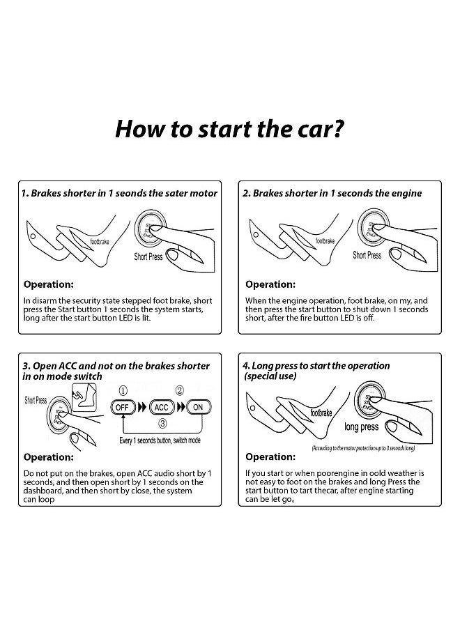 Generic - Car Alarm System One Click Start System Push to Start Ignition One Click Stop Button Kit Keyless Start System for Most DC12V Cars - Image 1