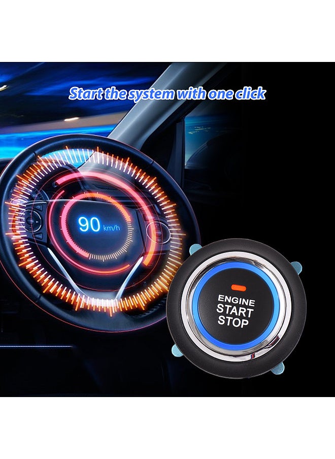 Generic - Car Alarm System One Click Start System Push to Start Ignition One Click Stop Button Kit Keyless Start System for Most DC12V Cars - Image 1