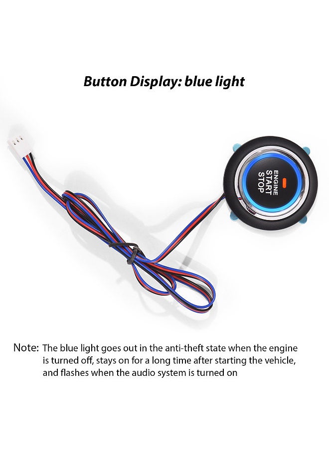 Generic - Car Alarm System One Click Start System Push to Start Ignition One Click Stop Button Kit Keyless Start System for Most DC12V Cars - Image 1