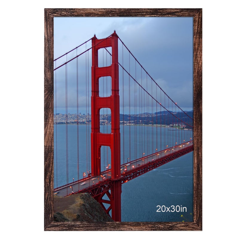 BESCRCL 20x30 Picture Frame Brown, Poster Frames Wall Hanging, Display Pictures 20 x 30 without Mat, 1 Pack - Image 1