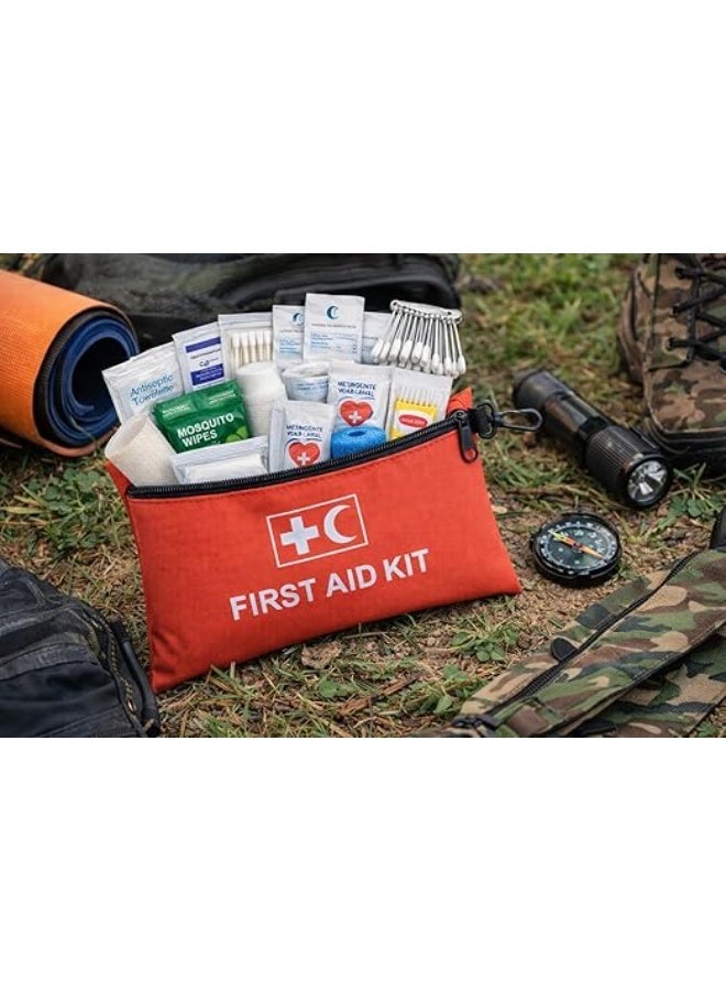 MOOR First Aid Pouch – Complete Red Emergency Kit with Bandages, Gauze, Scissors, Gloves & Medical Supplies for Home, Car, Office & Outdoor Use - Image 3