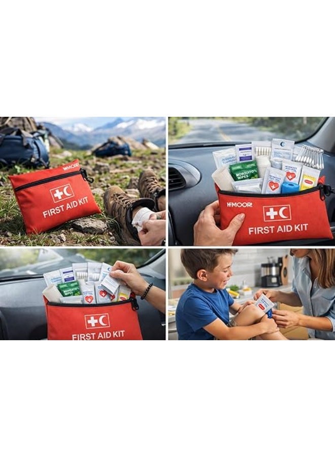 MOOR First Aid Pouch – Complete Red Emergency Kit with Bandages, Gauze, Scissors, Gloves & Medical Supplies for Home, Car, Office & Outdoor Use - Image 4