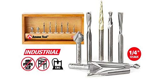Amana Tool - AMS-134 8-PC General Purpose CNC Router Bit Collection, 1/4" Shank - Image 5