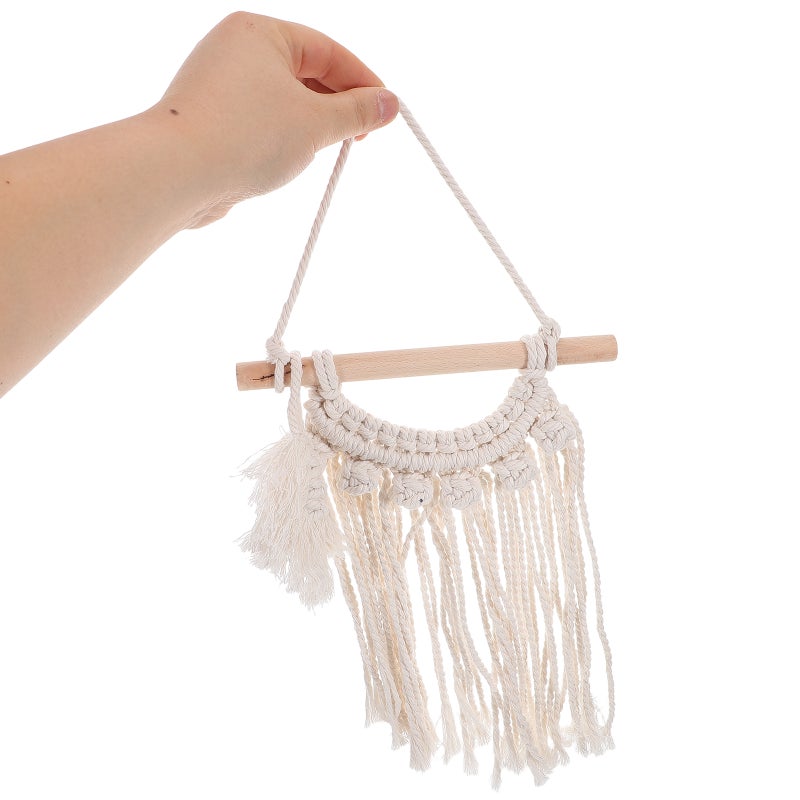 Handmade Cotton Macrame Wall Hanging Small Woven Tapestry For Room Decor Decorative Wall Art - Image 2