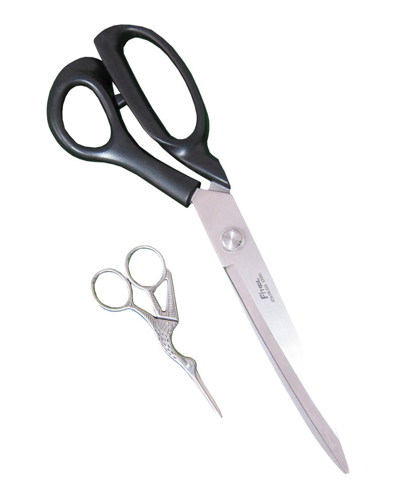 FITOOL Heavy-Duty Extra Long Large Home/Office Utility Scissors, 12-Inch Upholstery Tailor Shears, 4.5-Inch Crane Embroidery Sewing Crafting Scissors, Stainless Steel All Purpose Sissors 2Pack - Image 1