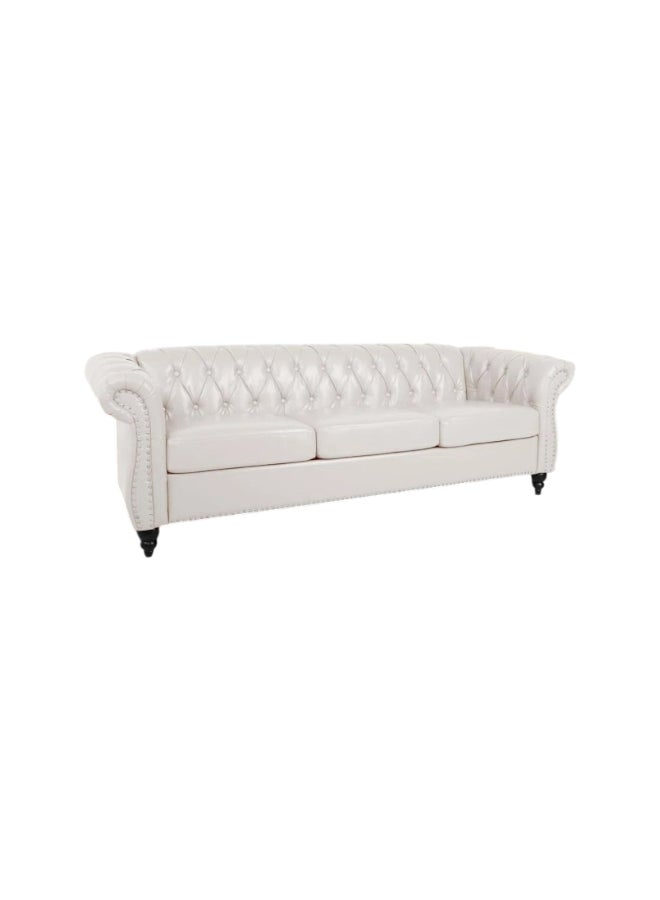 HomeJoyz | Royal Pure Bliss Sofa - Leather Fabric - White - 220x85x80cm - Swedish Wood - Royal Leather - Image 2