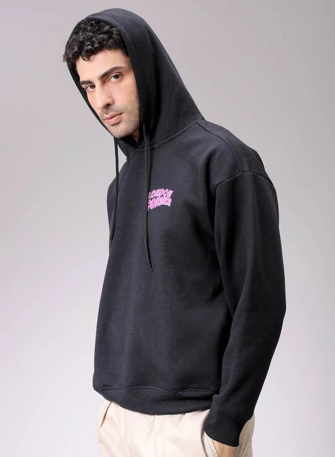 شركة المرآب الهندية Men Relaxed Fit Placement Print Overhead Hooded Sweatshirt