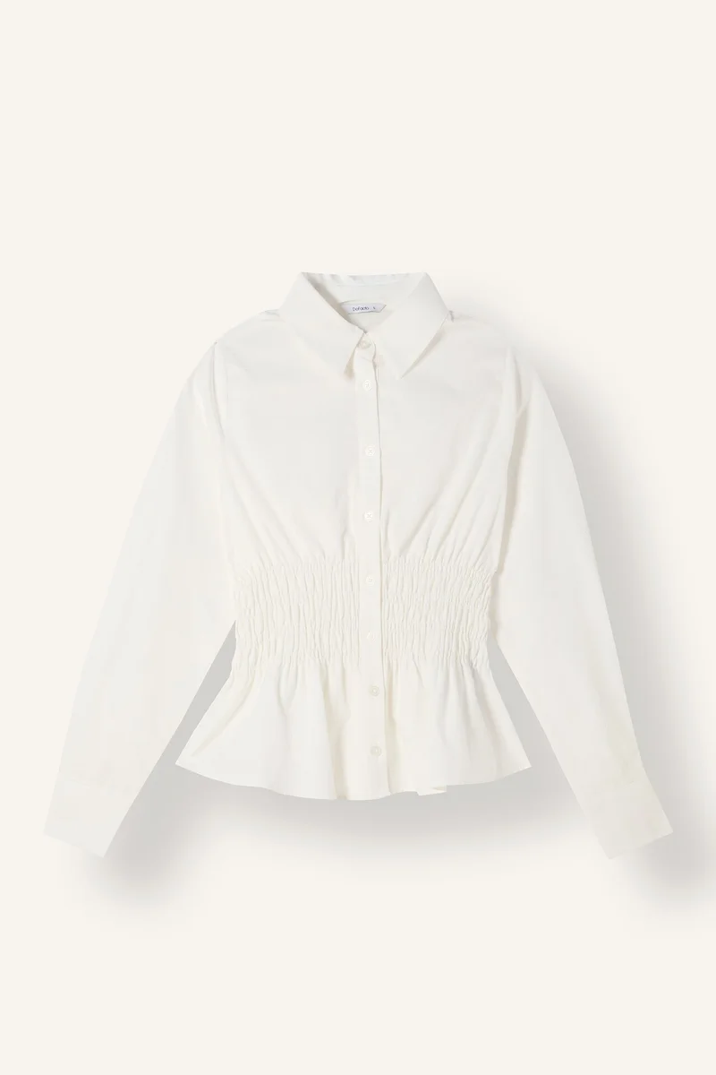 Slim Fit Shirt Collar Poplin Long Sleeve Shirt