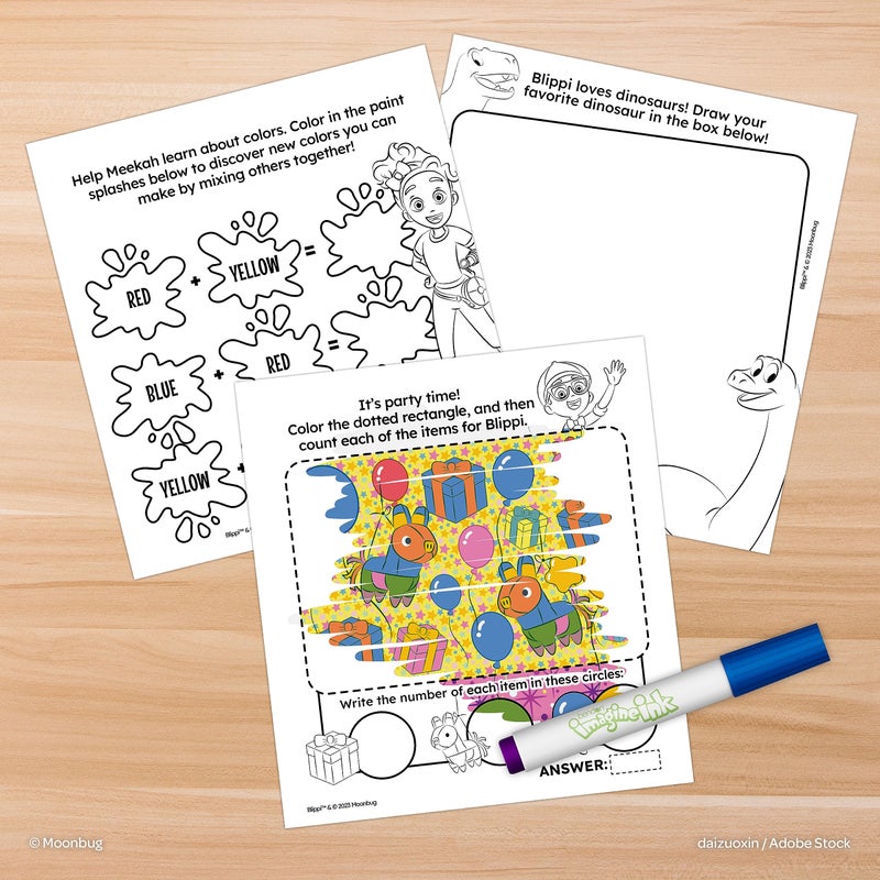 Bendon Blippi 20 Page Imagine Ink Coloring Book with Mess Free Marker, Bendon 59090 - Image 4