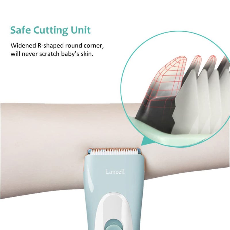 Eanceil Baby Hair Clippers, Ceramic Blade Electric Kids Hair Trimmer, Ultra-Quiet Cordless Rechargeable Waterproof Haircut Kit for Kids & Adult - Image 4